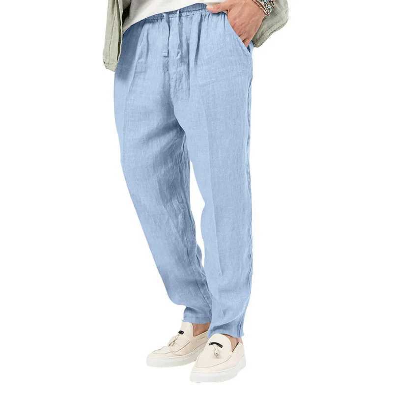 Mens cotton linen pants loose and cool casual pants elastic waist pants casual plus size streetwear lightweight pantsW240725