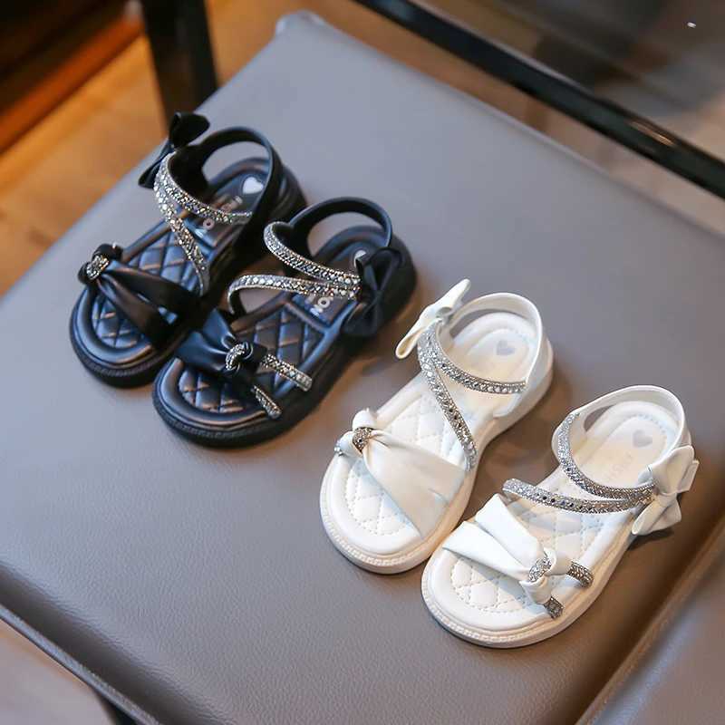 GCchildrens anti slip soft bottom crystal open toe princess sandals 2024 summer new fully matched fashionable sandals W240821
