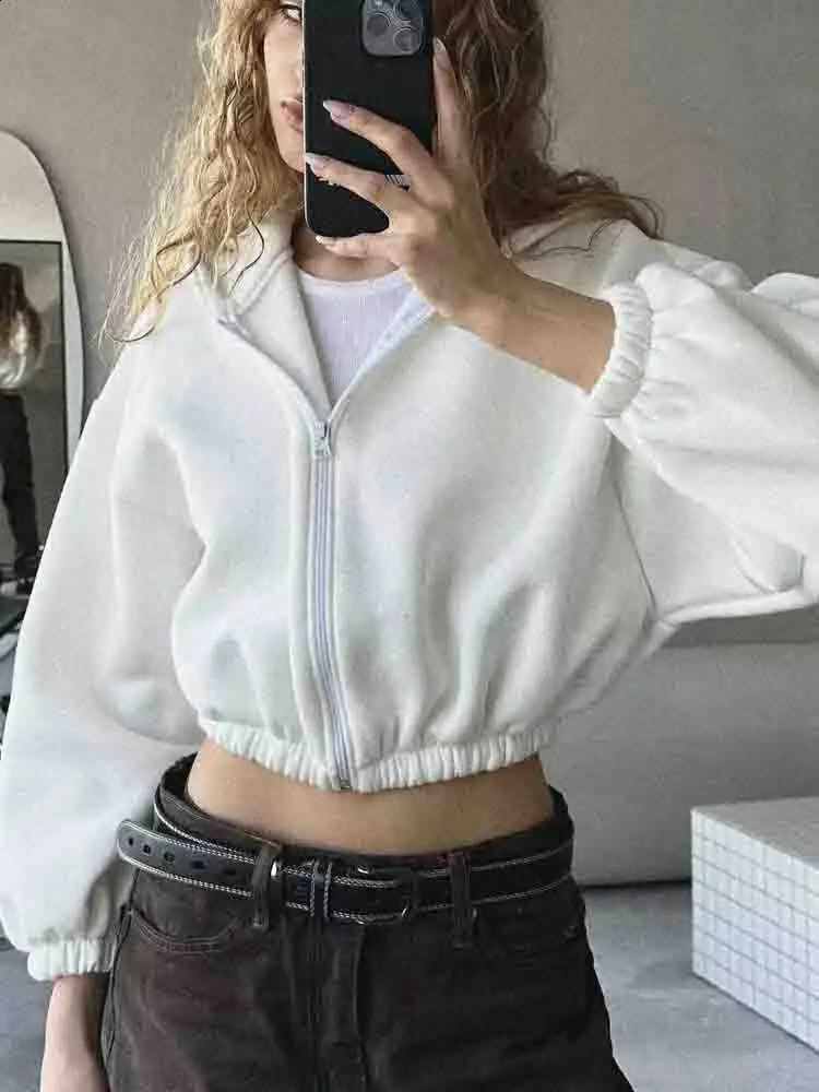 Womens Zip Up Hoodies Drop Long Sleeve Oversized Sweatshirts Fleece Y2K Jacket Pockets Fall Outfits Fashion Clothes 240821