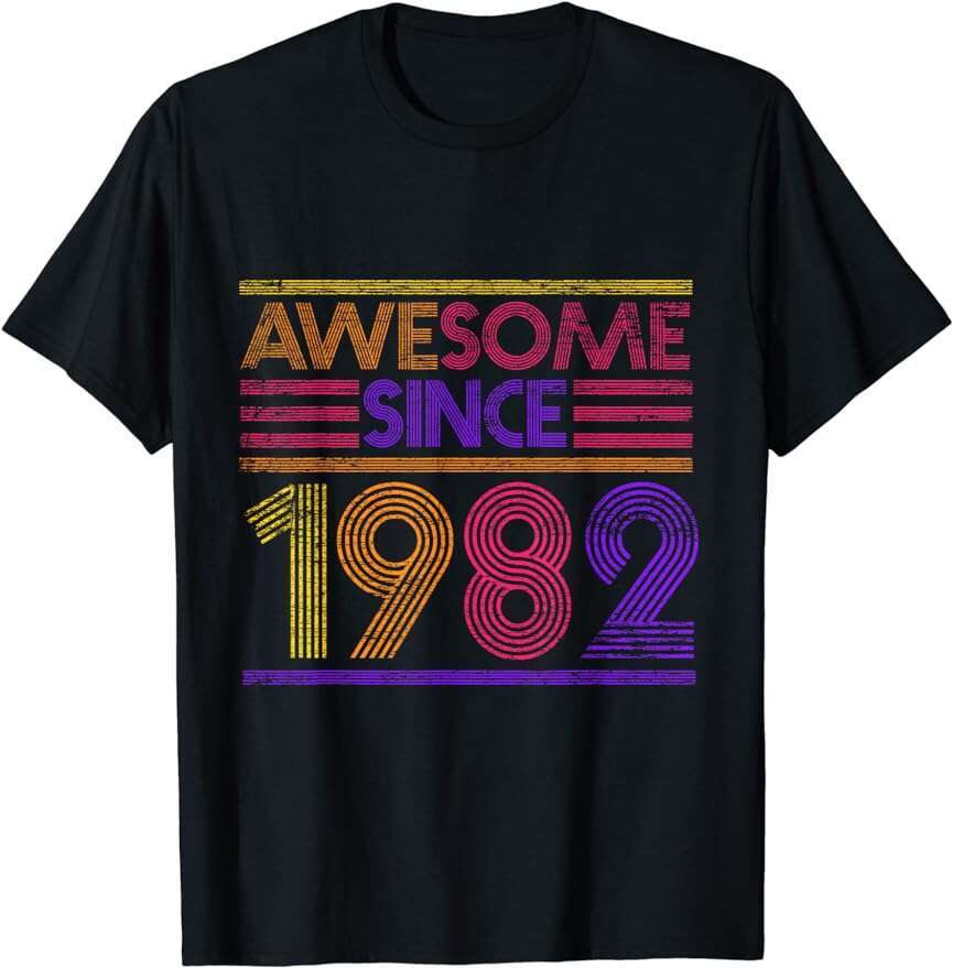 Born 1982 Rock This Summer with Our Birthday T-Shirt Streetwear Style Vintage Retro for Men's Graphic T-Shirts s