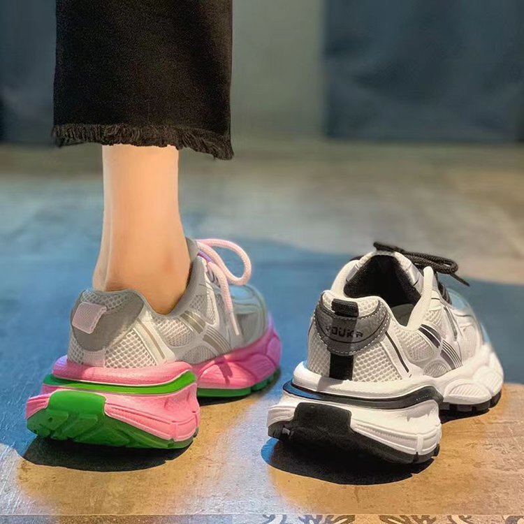 Ddmysports Thick Soled Dad Women S Autumn New Color Blocked Sports Shoes Casual Versatile Breathable And Shock Absorbing Running OUTDOOR