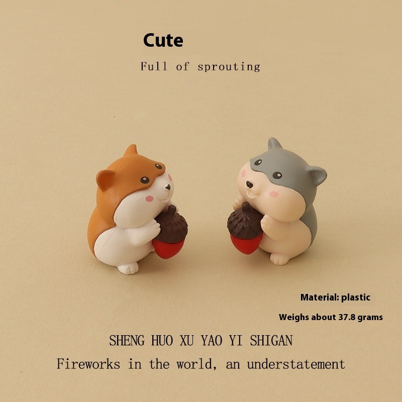 Cartoon creative mini cute hamster pine cone micro landscape gardening OB11 home decoration desktop ornament
