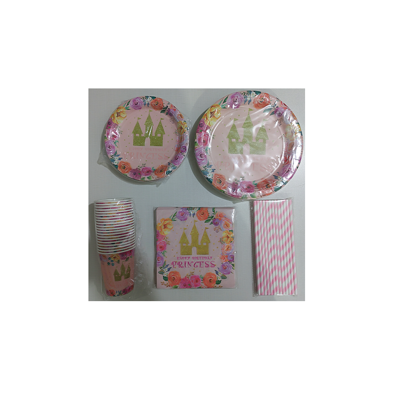 Princess Castle Birthday Decoration Tableware Set Suitable for Girls' Theme Party Birthday Supplies