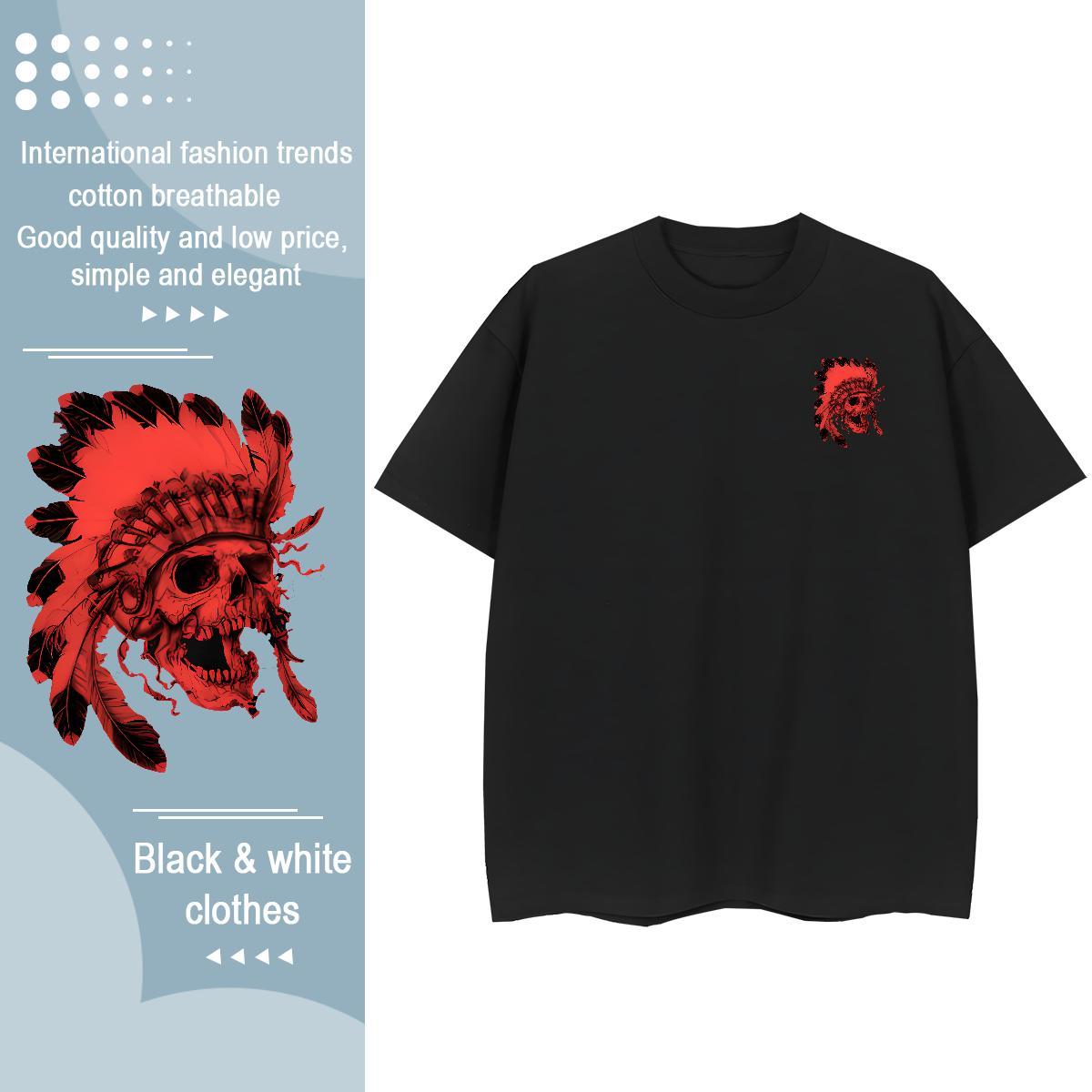 Custom scary Tshirt for Man Woman 230g Cotton T-Shirts Skull Spring Summer Breathable Crew Neck Free Shipping Tees Shirts