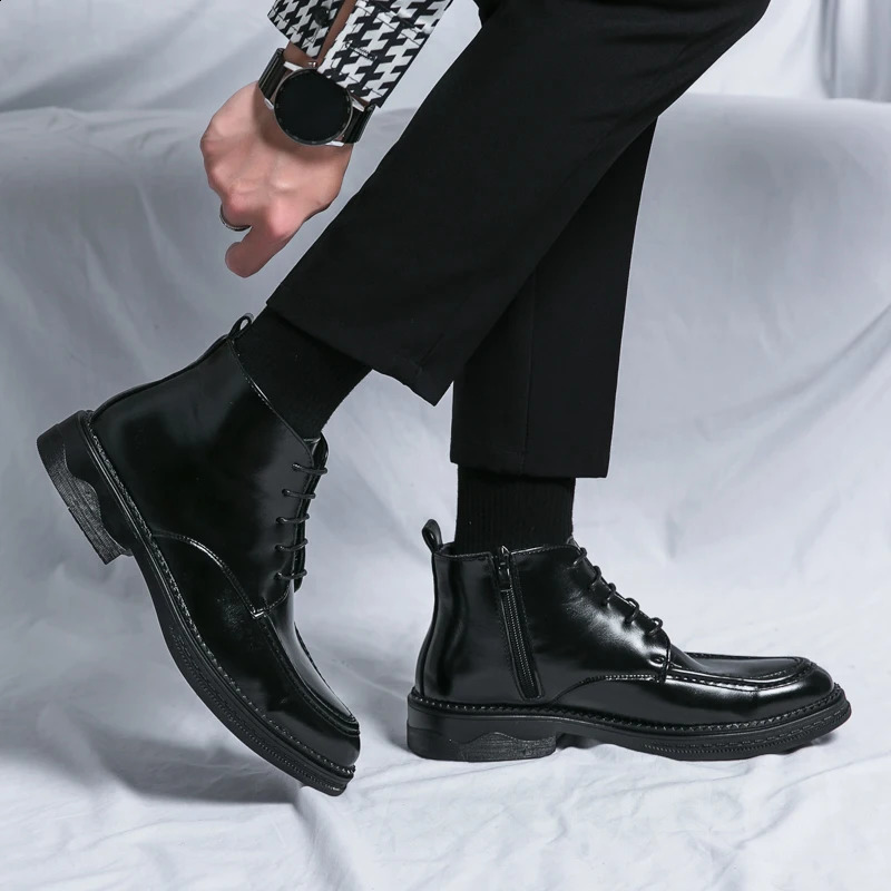 Urban Type Mens Concise Leather Boots Fashion Mens Premium Business Shoes Casual Boots Korean Ankle Boots Mens Office Daliy Boots 240821
