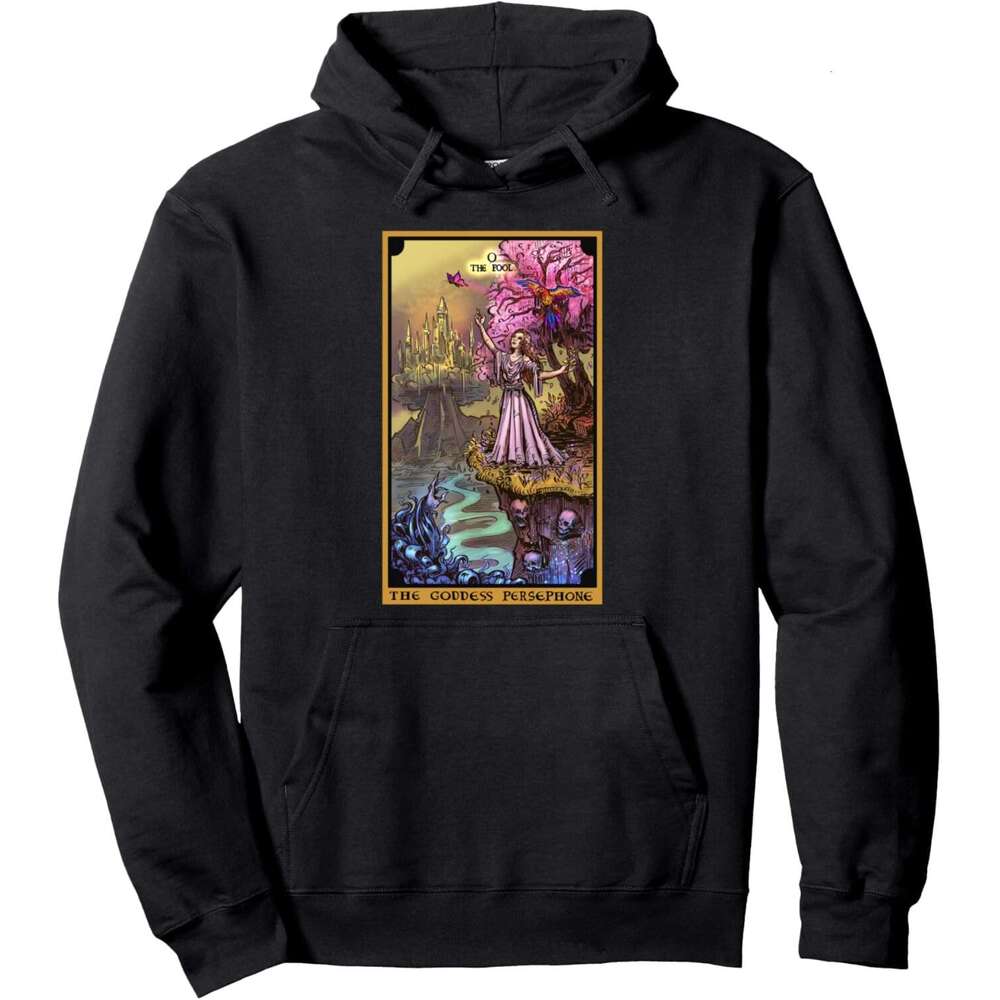 Hoodie for Mens Womens Underworld Goddess The Fool Tarot Card Pagan Witch Wicca Pullover Hoodie Graphic Hoodies Sweatshirt Pullover Long Sleeve