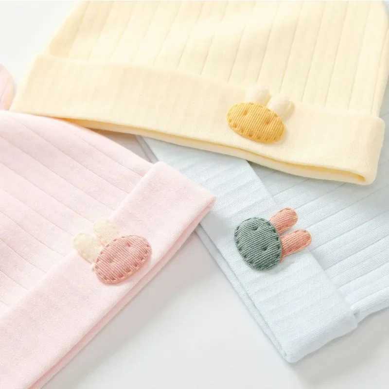 New soft baby beanies hat baby hat bear boneless fine linen hat newborn head wearing windproof spring hat 0-3 months old baby hat W241213