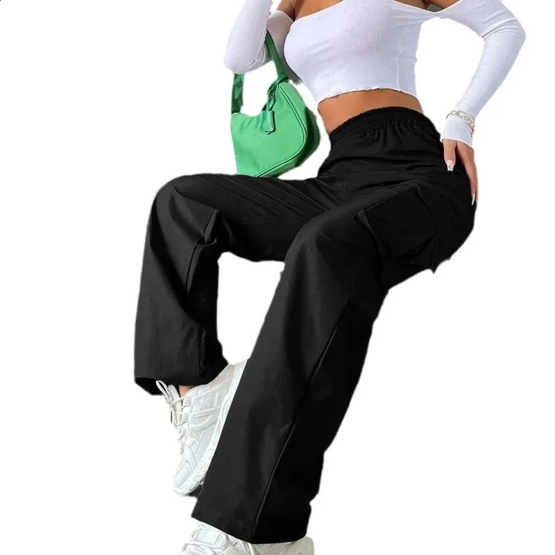 American casual mens straight leg long womens trench fashionable cargo pants pocket 240821
