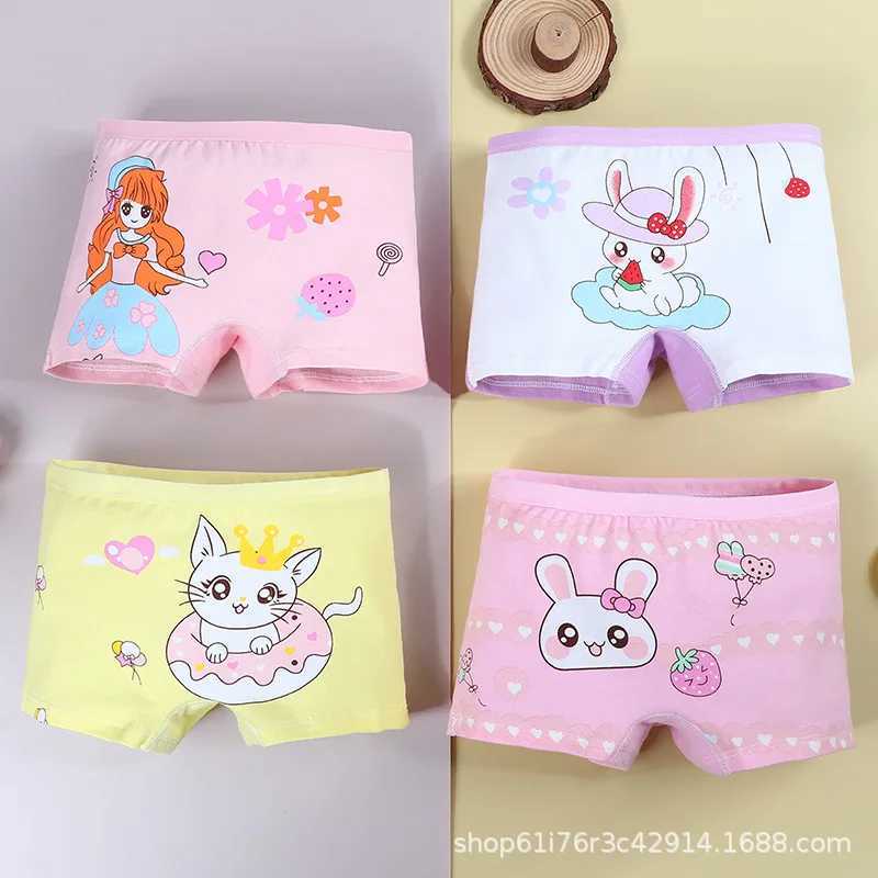 4PCS/Lot Girls Cotton Underwear Toddler Children High Waist Cartoons Boxers 1-9Years Kids Panties Teenagers Underpants Y240821