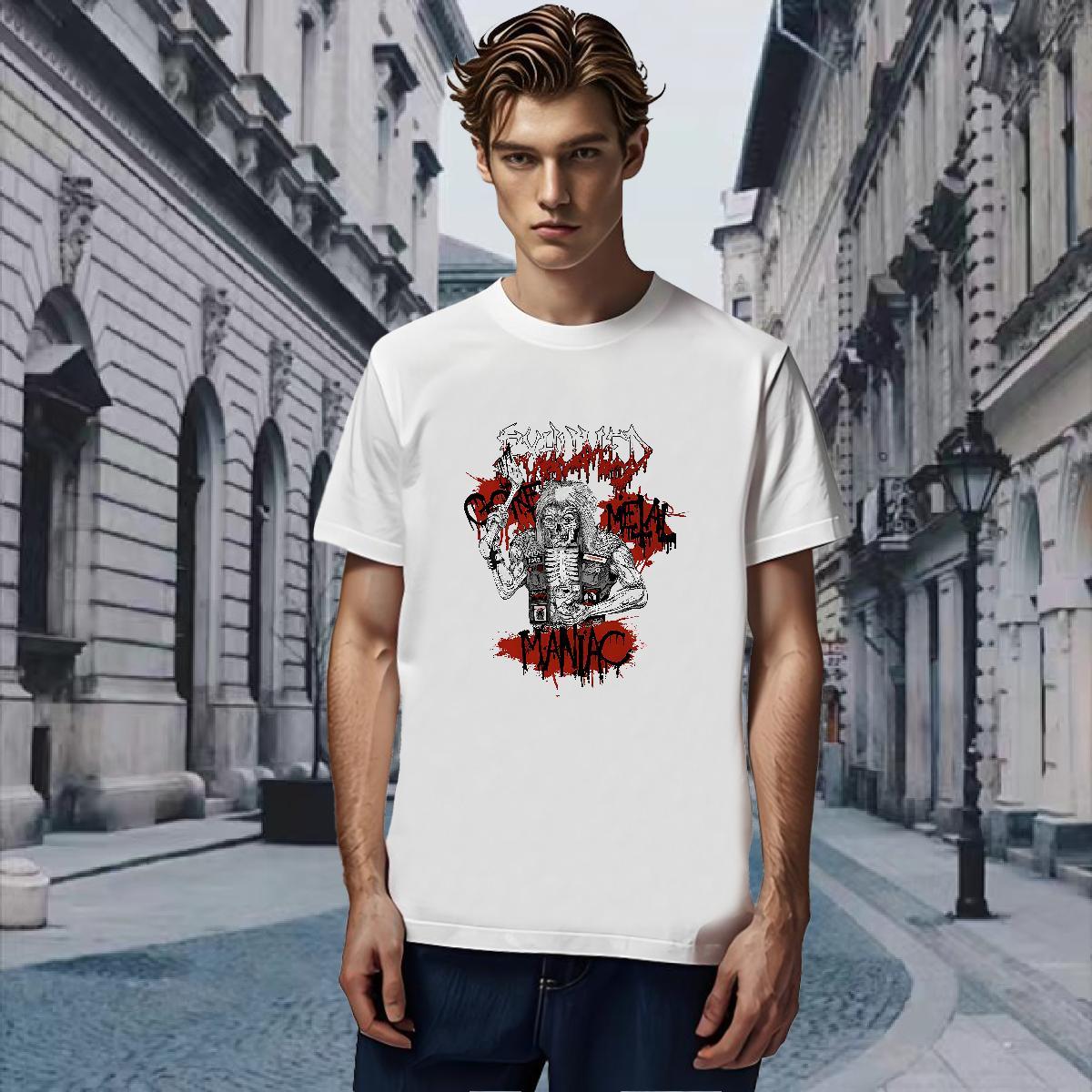 Designer Tshirts 230g 100% Cotton Street skull Crew Neck Breathable T shirt Loose DIY Polos
