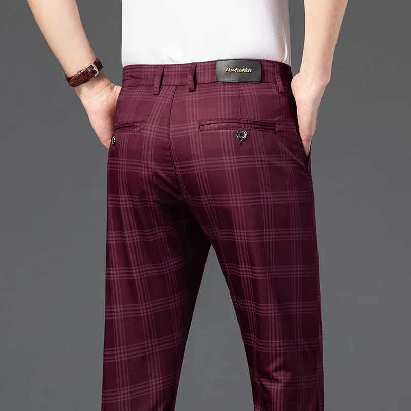 Spring Mens Trouser Fashion Business Classic Stripe Flat Black Solid Color Trouser High Quality Formal Set Mens Pants 30-38W240725