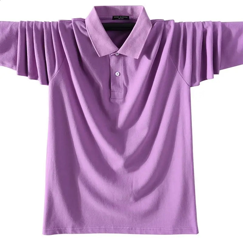 100% pure cotton highquality mens polo shirt solid color classic casual long sleeved clothing lapel top 240829