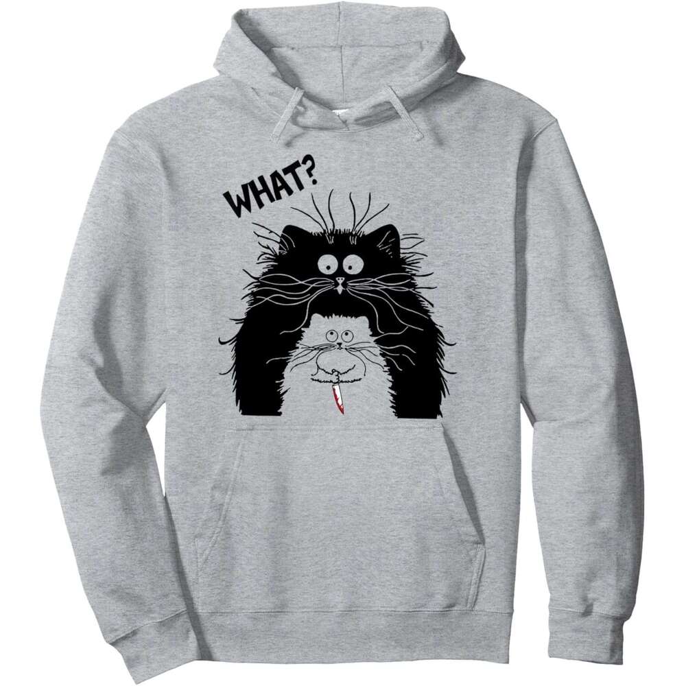 Hoodie for Mens Womens What Murderous Cat Holding Knife Funny Halloween Pullover Hoodie Graphic Hoodies Sweatshirt Pullover Long Sleeve 2025