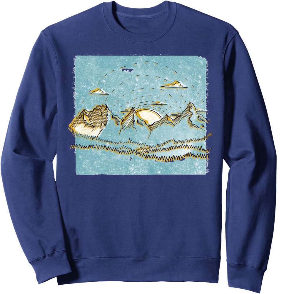 Long Sleeve Shirts for Men sweatshirt Blue Landscaping Sunrise in The Mountains Nature Sweatshirt T shirt Tee Streetwear Casual tops clothes