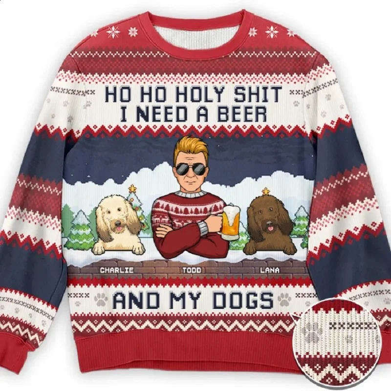 Men Women Ugly Christmas Sweaters Xmas Happy Knitting Casual Long Sleeve Jumpers 3D Print Party Crewneck Sweatshirt Plus Size 240821