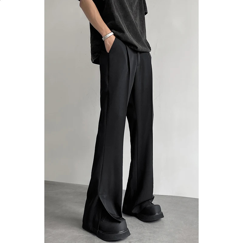 Brown Black Suit Pants Men Fashion Social Mens Dress Pants Korean Loose Straight Casual Flared Pants Mens Office Formal Trousers 240820