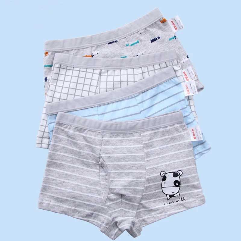 4PCS/LOT Children Boys Underwear Cartoon Childrens Shorts Panties Baby Boy Toddler Boxers Stripes Teenagers Cotton Underpants Y240821