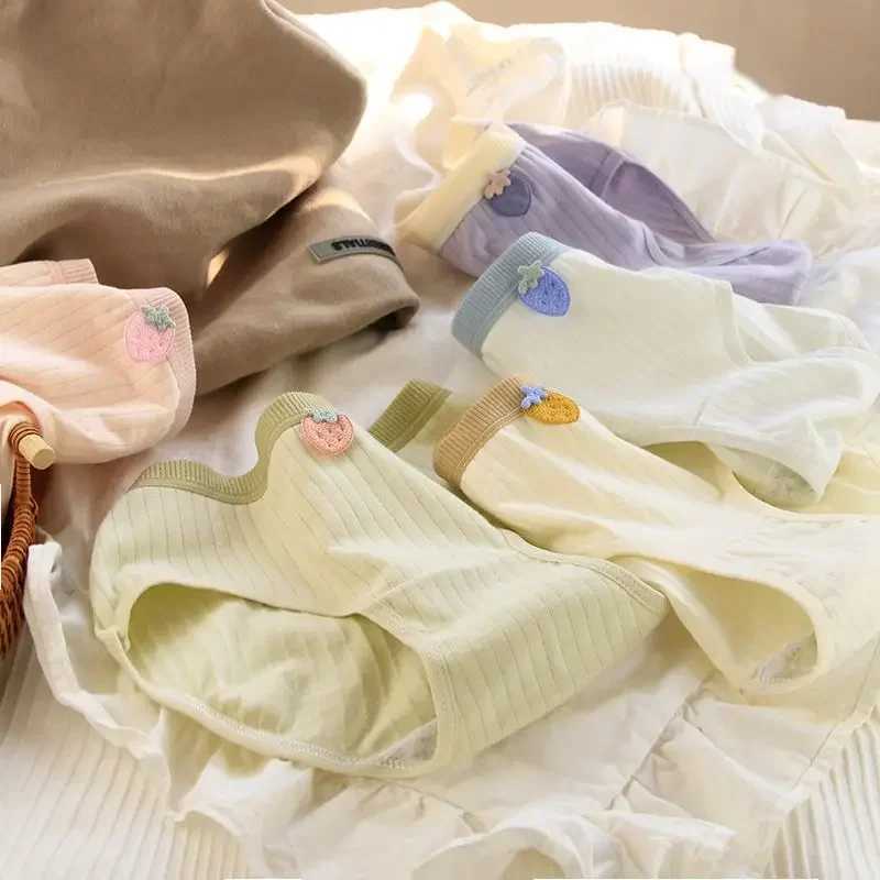 5PCS Kids Solid Antibacterial Panties for Girls Cotton Soft Cute Briefs 3+y Young Child Underwears Baby Thin Breathable Knickers Y240821