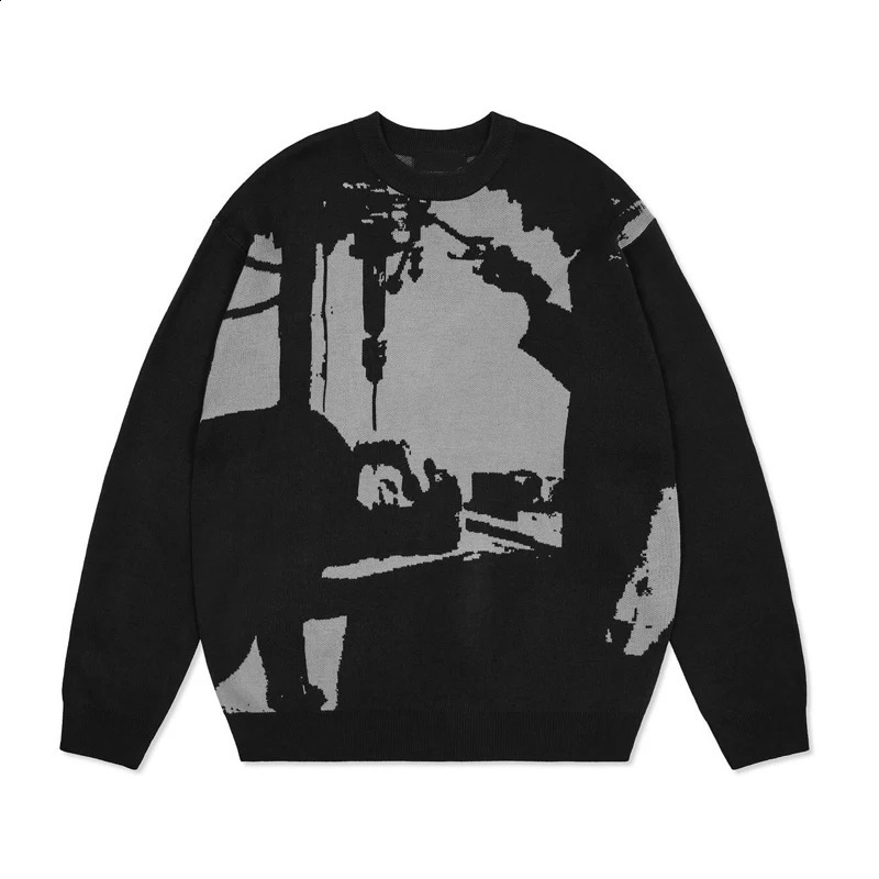 Gothic Autumn Selling Mens Dark Punk Printed Sweater Fashion Hip Hop Rock Street Retro Leisure Y2K Cool Boys Clothing 240821