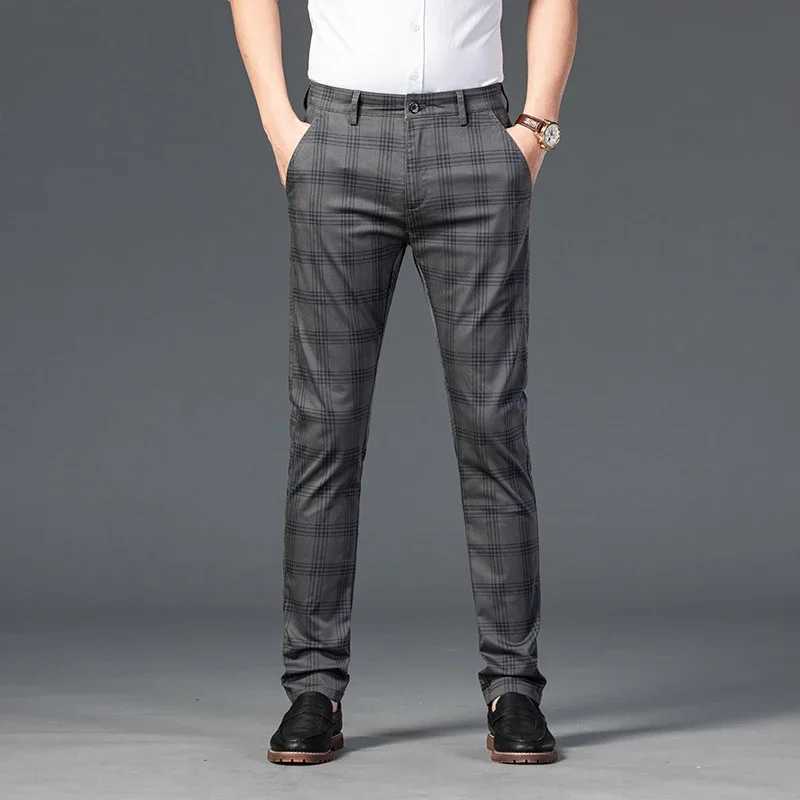 Spring Mens Trouser Fashion Business Classic Stripe Flat Black Solid Color Trouser High Quality Formal Set Mens Pants 30-38W240725