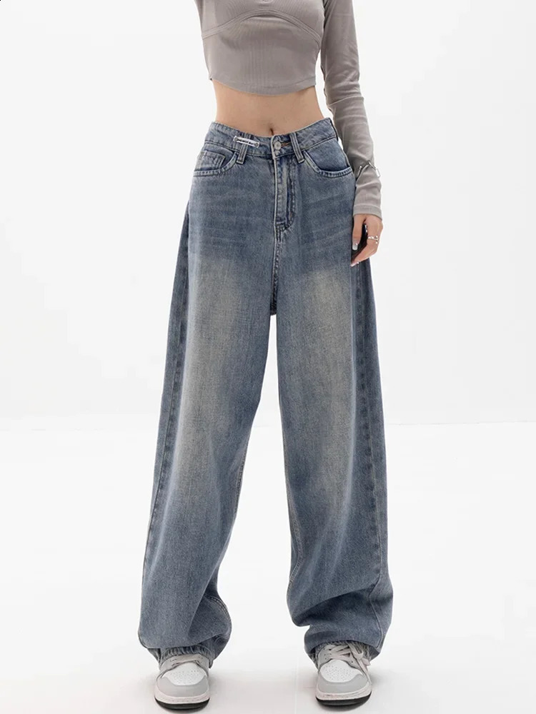 Baggy Jeans Women High Waisted Jeans Wide Leg Denim Pants Light Blue Loose Trousers 2024 Korean Casual Streetwear Y2K Fashion 240821