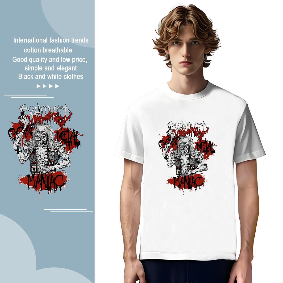 Classic skull Men Clothes T-Shirt 100% Cotton 230g T Shirts Men Plus Size Custom Hip Hop Street Breathable Cool Design Wear