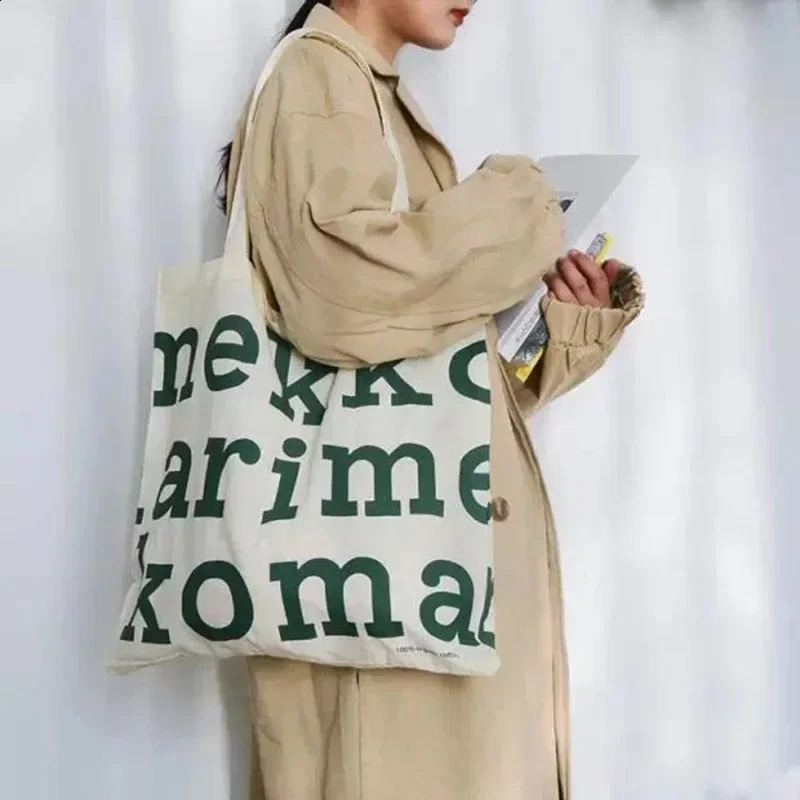 Women Alphabet Canvas Shoulder Bags Female Casual Letter Printed Tote Handbags Large Capacity Cotton Cloth Shopping School Bag 240821