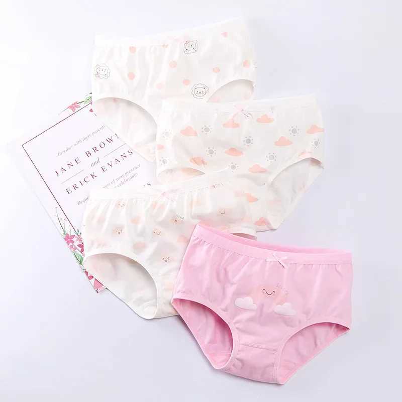 4PCS Girl Antibacterial Panties Summer 3-8Y Young Children Cotton Underwears Soft Kids Thin Breathable Briefs Baby Cute Knickers Y240821