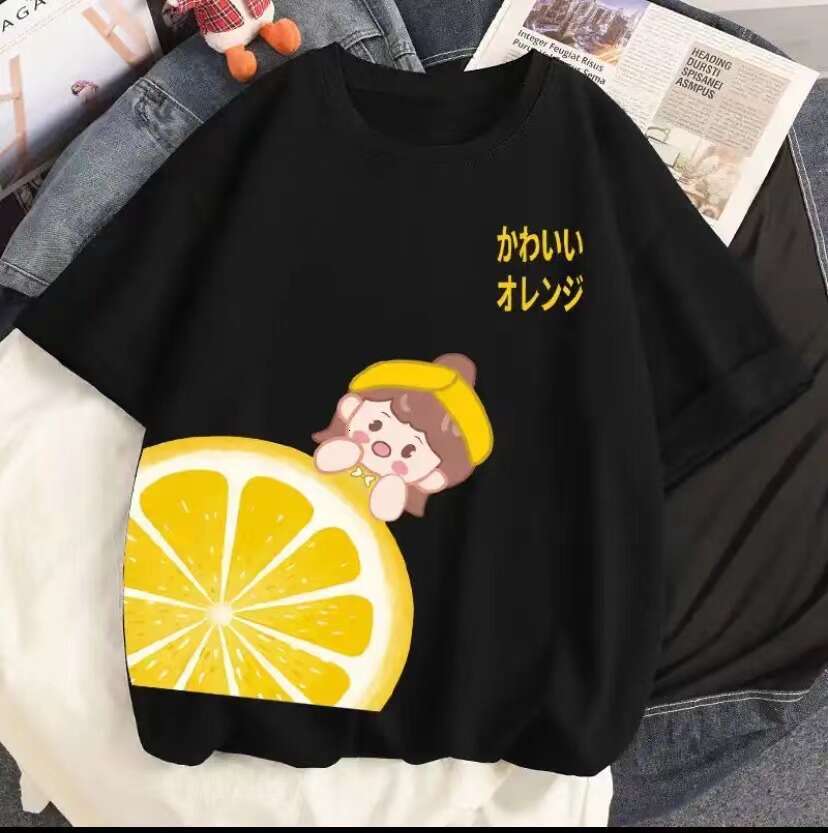 Strawberry 2023 Girl Short Sleeved T Shirt Summer Women 100% Cotton White Loose T-shirts Haruku Kawaii Female Tops Y2k Clothes -shirts ops