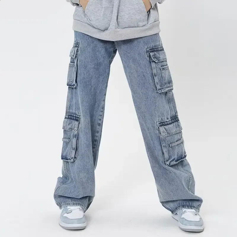 High Street Workwear Jeans For Men Casual Vintage n Sensibilitytrendy Pocket Heavy Spring Autumn Seasonal Pants 240821
