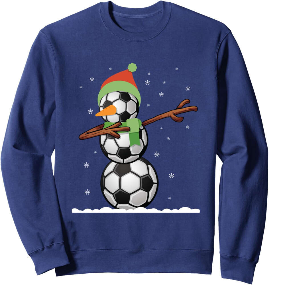 Long Sleeve Shirts for Men sweatshirt Dab Snowman Made Of Soccer Balls Funny Christmas Sweatshirt T shirt Tee Streetwear Casual tops clothes
