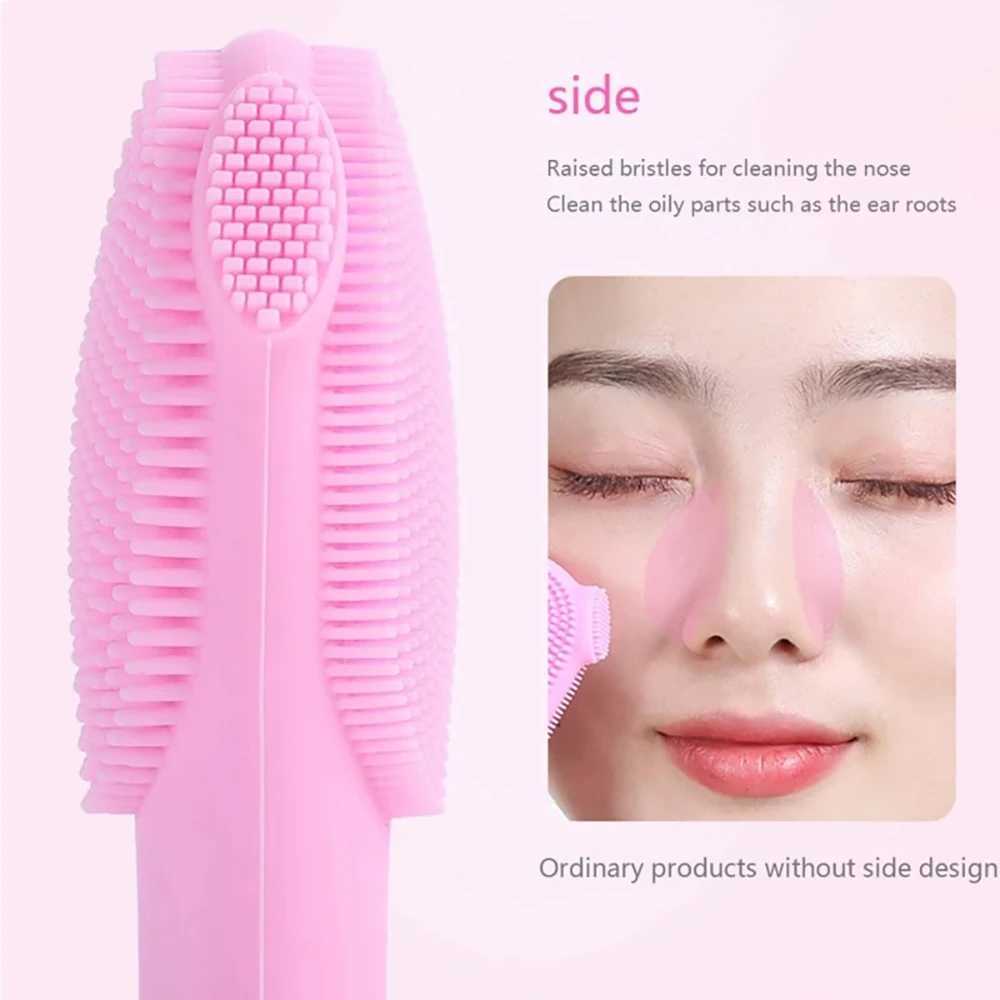 Silicone Facial Cleansing Brushes Electric Soft Facial Washer Ultrasonic Blackhead Face Cleaning Massager Brush Skin Care Tools Y240821
