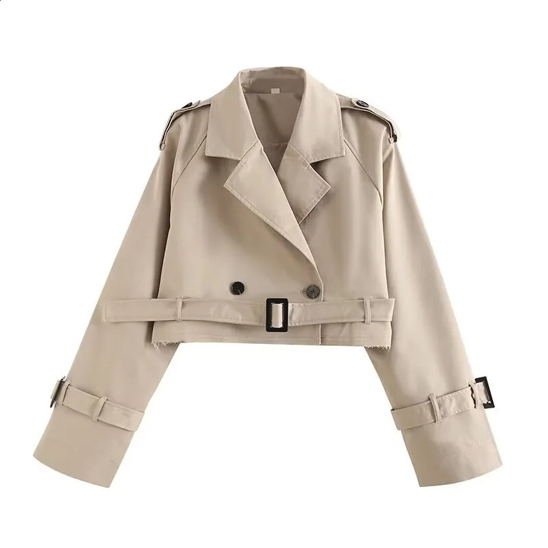 Women 2024 Fashion With Belt Double Breasted Trench Coat Vintage Long Sleeve Pockets Female Outerwear Chic Overcoat 240820