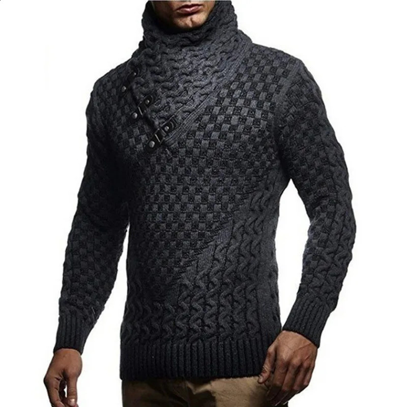 Mens Sweater Autumn Winter Casual Turtleneck Men Sweaters Full Sleeve Oversized Sweater Men Slim Fit Knitted Pullover Men 240821