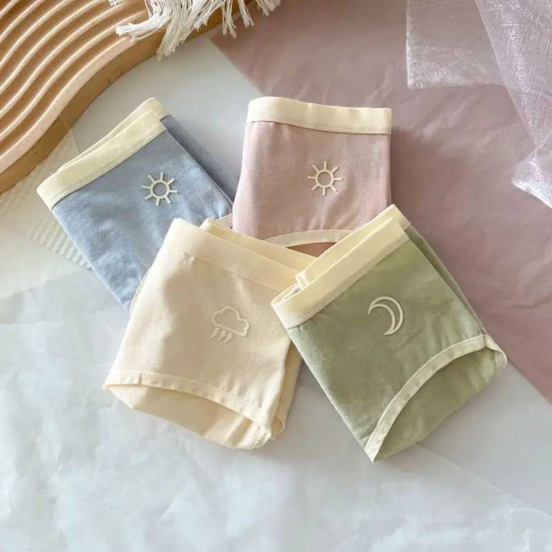 5PCS Tees Cotton Print Panties for Girls Thin Breathable Antibacterial Knickers 8+y Young Children Underwears Kids Soft Briefs Y240821