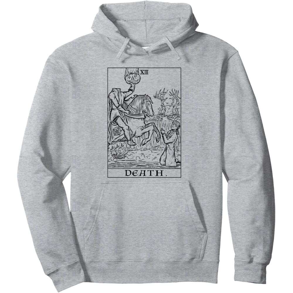 Hoodie for Mens Womens Death Tarot Card Headless Horseman Gothic Halloween Spooky Pullover Hoodie Graphic Hoodies Sweatshirt Casual Long Sleeve 2025