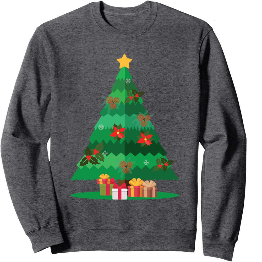 Long Sleeve Shirts for Men sweatshirt Christmas Tree With Gift Boxes On The Foot Cartoon Sweatshirt T shirt Tee Streetwear Casual tops clothes