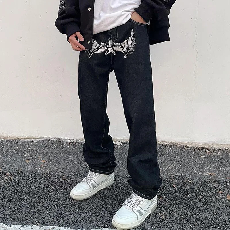 Print Spoof Mens Jeans Portrait High Street Low Waist Jeans Funny Unisex Man Pants Loose Trousers Hip Hop Korean Streetwear 240821