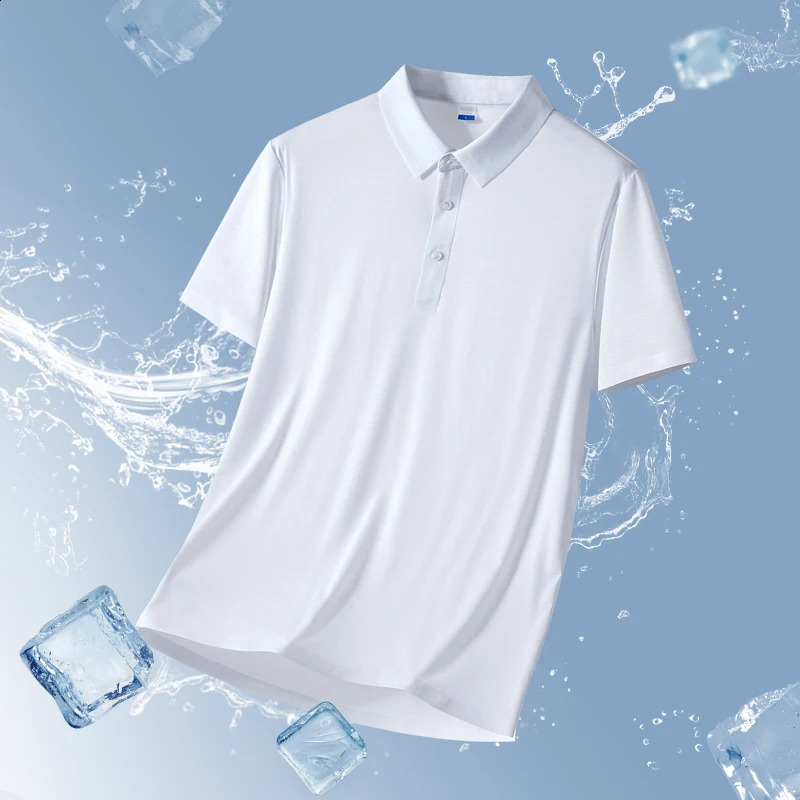 Plus Size 8XL Summer Men Polo Shirt 2024 Classic Short Sleeve Tee Breathable Quick Dry Nylon Ice Silk Polos Men Golf T-shirt 240821