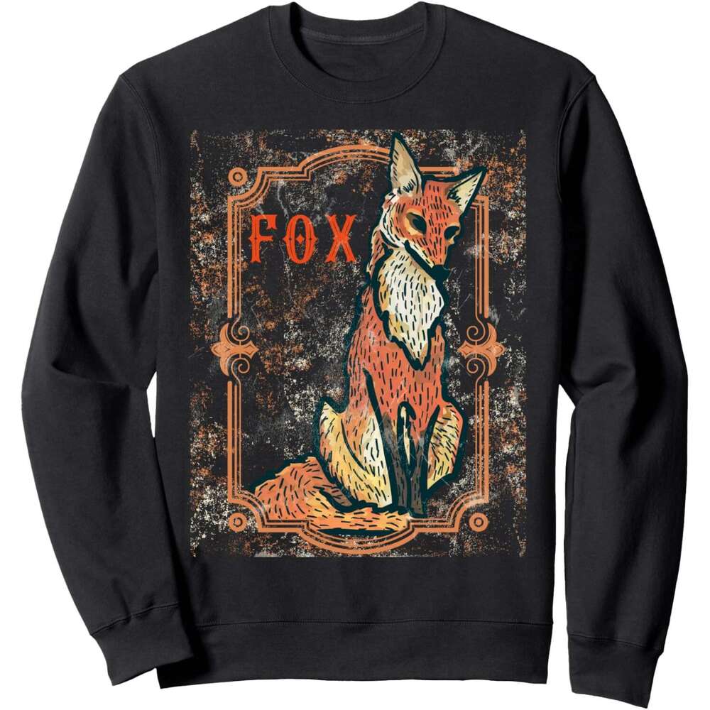 Long Sleeve Shirts for Men sweatshirt Fox Framed Art Unique Artistic Nature Painter Gift Sweatshirt T shirt Tee Streetwear Casual tops clothes