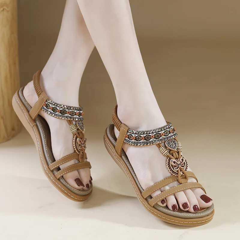 36-42 Shoes for Women Summer Fashion 2024 Bohemain Beach Flip Flops Soft Wedge Casual Comfortable Sandals Women Sandals CL240806
