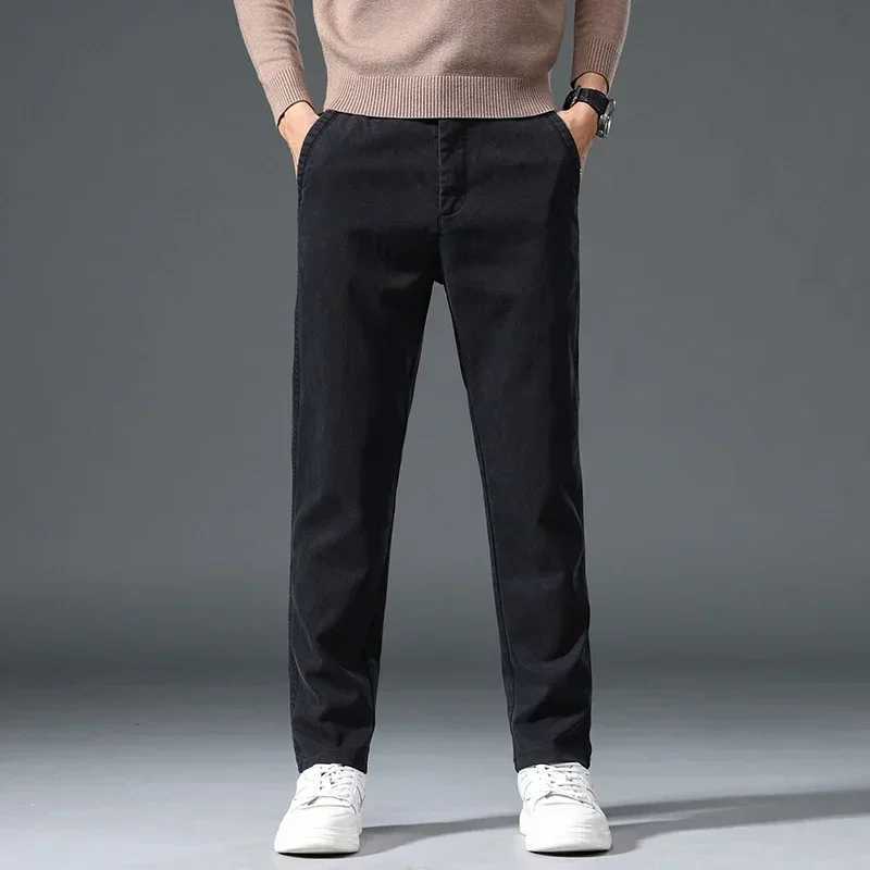 2019 new autumn classic leather pants mens cotton thick elastic waist business straight slim fit mens tight pantsW240725