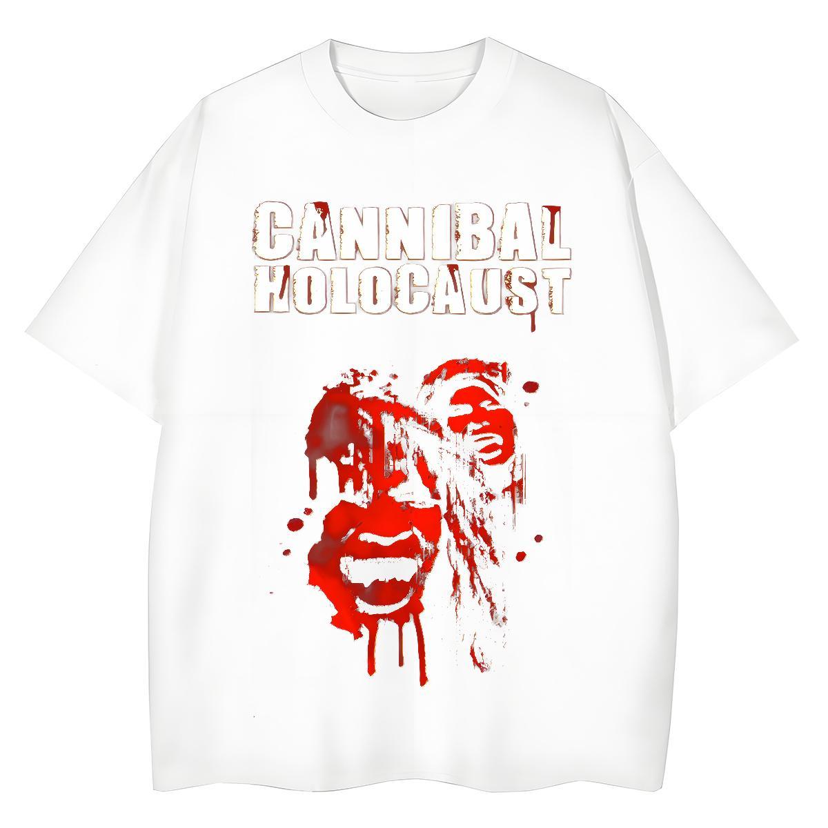2024 Summer Mens Tshirts 230g 100% Cotton Beach scary Crew Neck Man T Shirts Cool Cartoon Printing L-4XL Tees Shirts