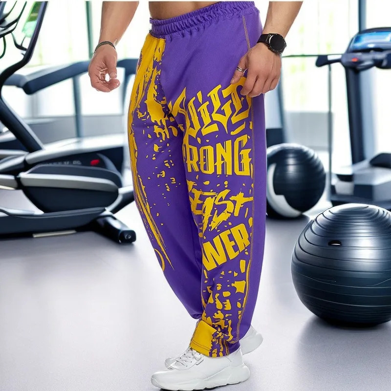 Mens quick drying mesh knitted sports pants lightweight and oversized clothing bottom for runners lace up dye printed casual mens 240821
