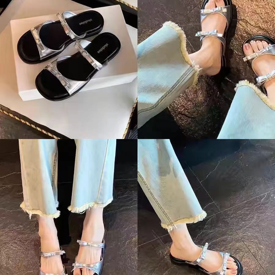 Ddmysports Grape Mom S Same Fri Oliday Age Reducing Butterfly Knot Open Toe Beach Versatile Casual Style Slippers Women Genuine Leather OUTDOOR