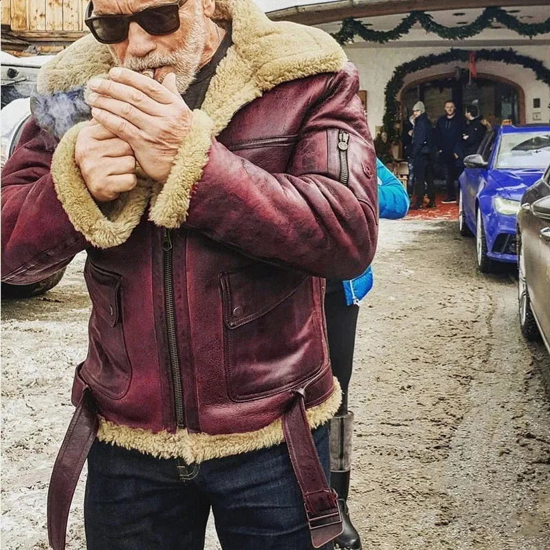 2023 Mens Jacket with Fur and Integrated Thickened Artificial Faux Leather Velvet 240821