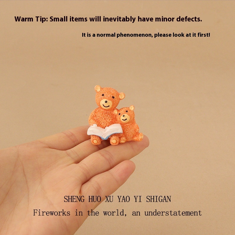 New Product Creative Mini Cute Bear Parent Child Reading Micro Landscape Scene OB11 Home Decoration Desktop Small Ornament