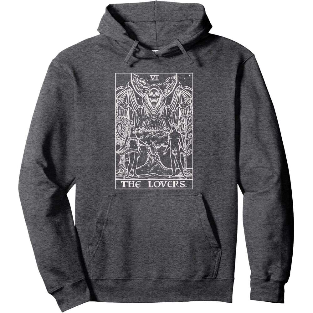 Hoodie for Mens Womens The Lovers Tarot Card Halloween Grim Reaper Gothic Horror Pullover Hoodie Graphic Hoodies Sweatshirt Pullover Long Sleeve 2025