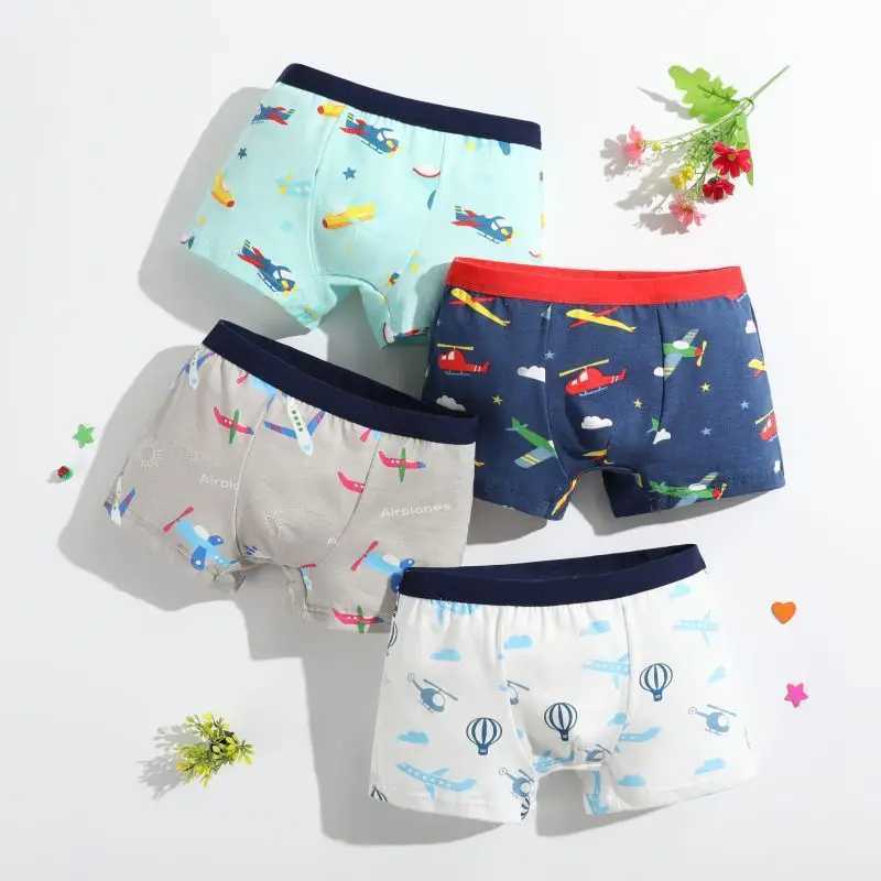 4 PC Boys Cotton Underwear Assorted Cars Patterns Boys Boxers Briefs Breathable Children Boxer Shorts For 3-12 Y Y240821