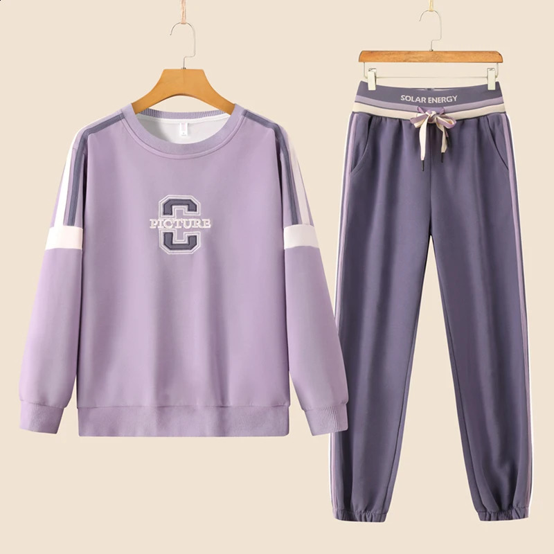 Woman Tracksuit Two Piece Set Winter Warm HoodiesPants Pullovers Sweatshirts Female Jogging Woman Clothing Sports Suit Outfits 240821